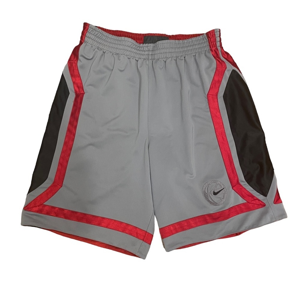Nike Reversible Basketball Logo Shorts Red Gray Black Size Large 10” Y2K Retro
